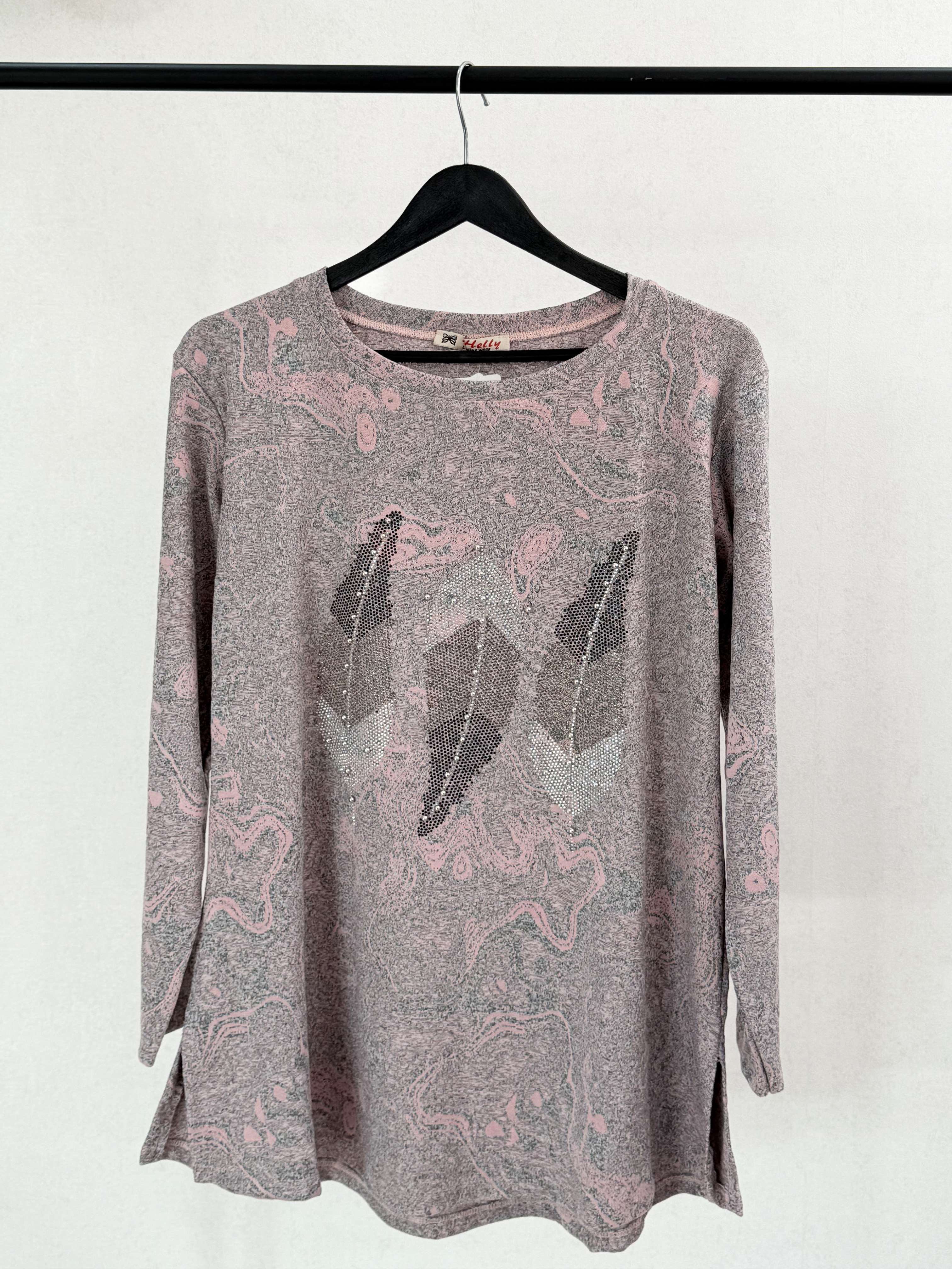 تصویر بلوز آستین بلند زنانه ژاکارد نگین دار 