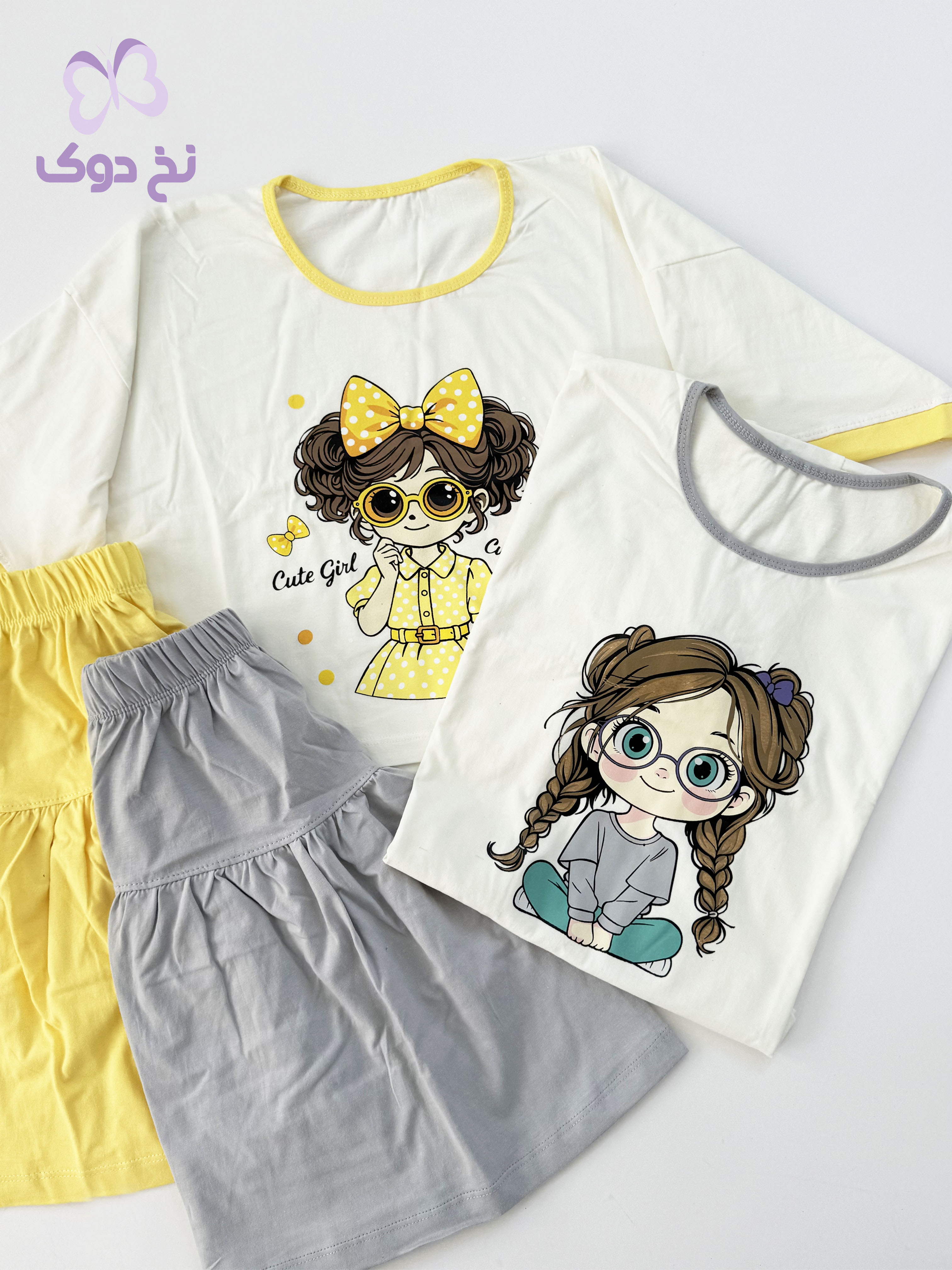 ​ست کراپ و دامن فانتزی دخترانه مدل Sweet Girl (نخ پنبه)
